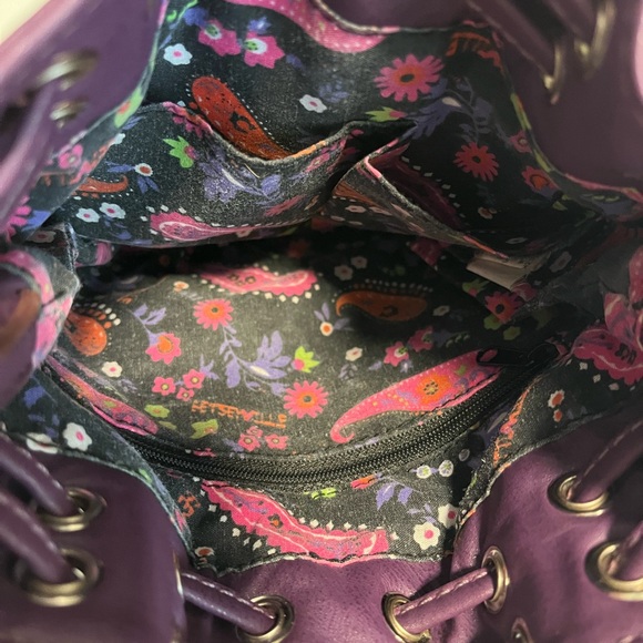Betseyville Hippie Retro Boho Crossbody Style Purse with Silver Studs, Purple. - Picture 6 of 6